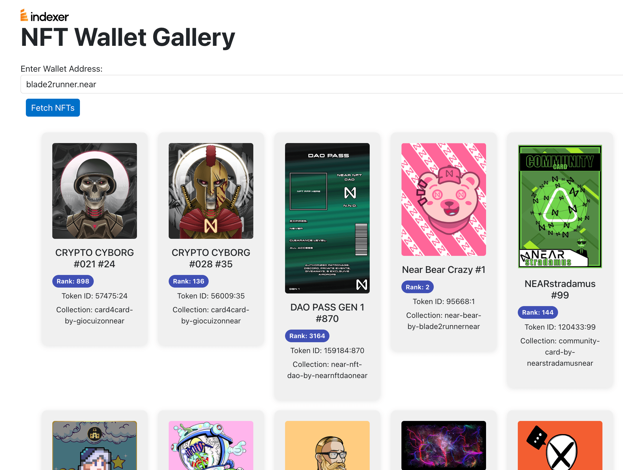 Build Your Own NFT Wallet Gallery with near.social and indexer.xyz